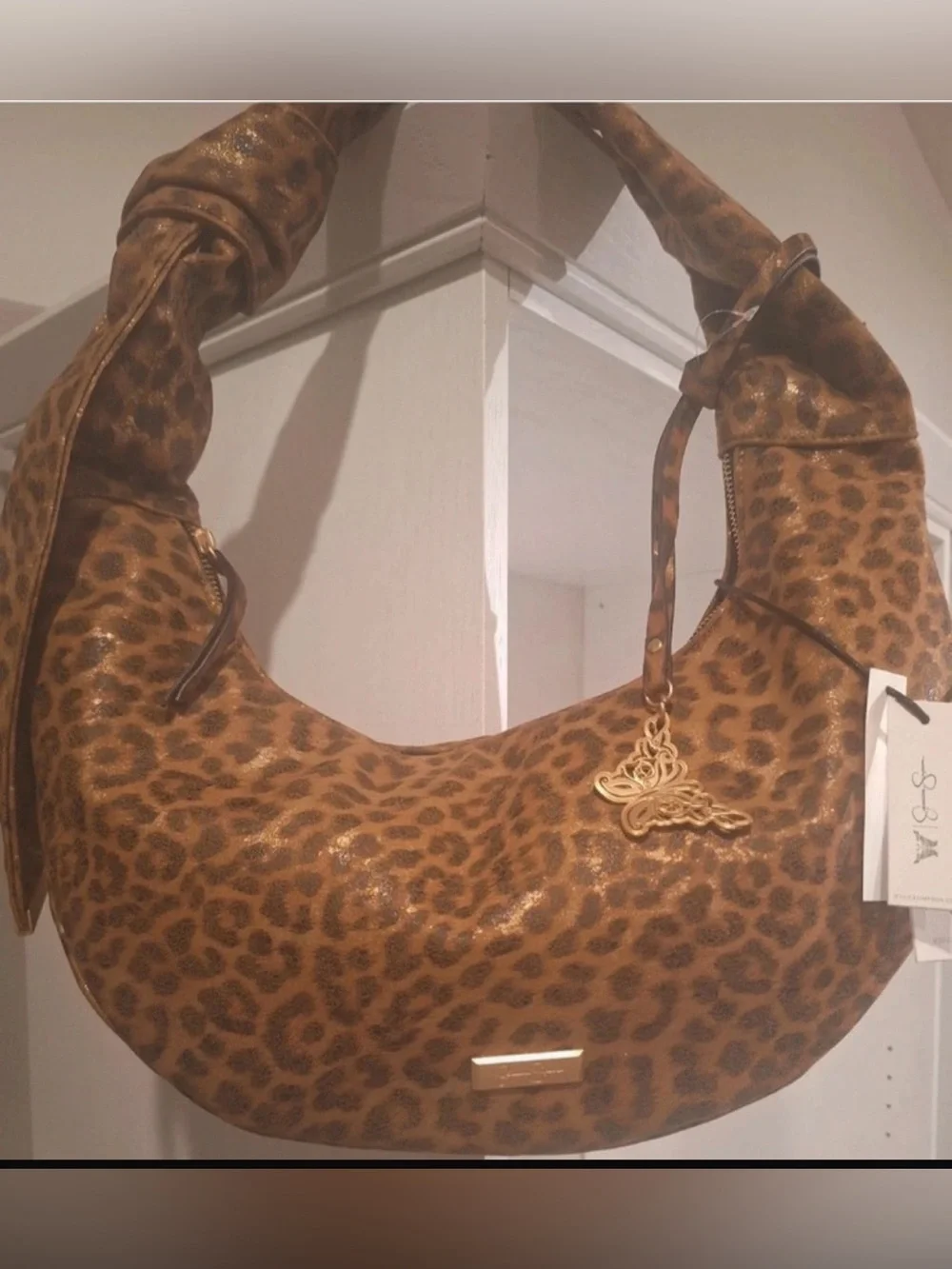 🎉🎉🎉Jessica Simpson Leopard Print Hobo Bag - Brown & Gold